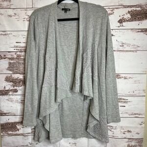 rxb Gray‎ Open Front Cardigan Draped Lace Detail Lightweight Size L